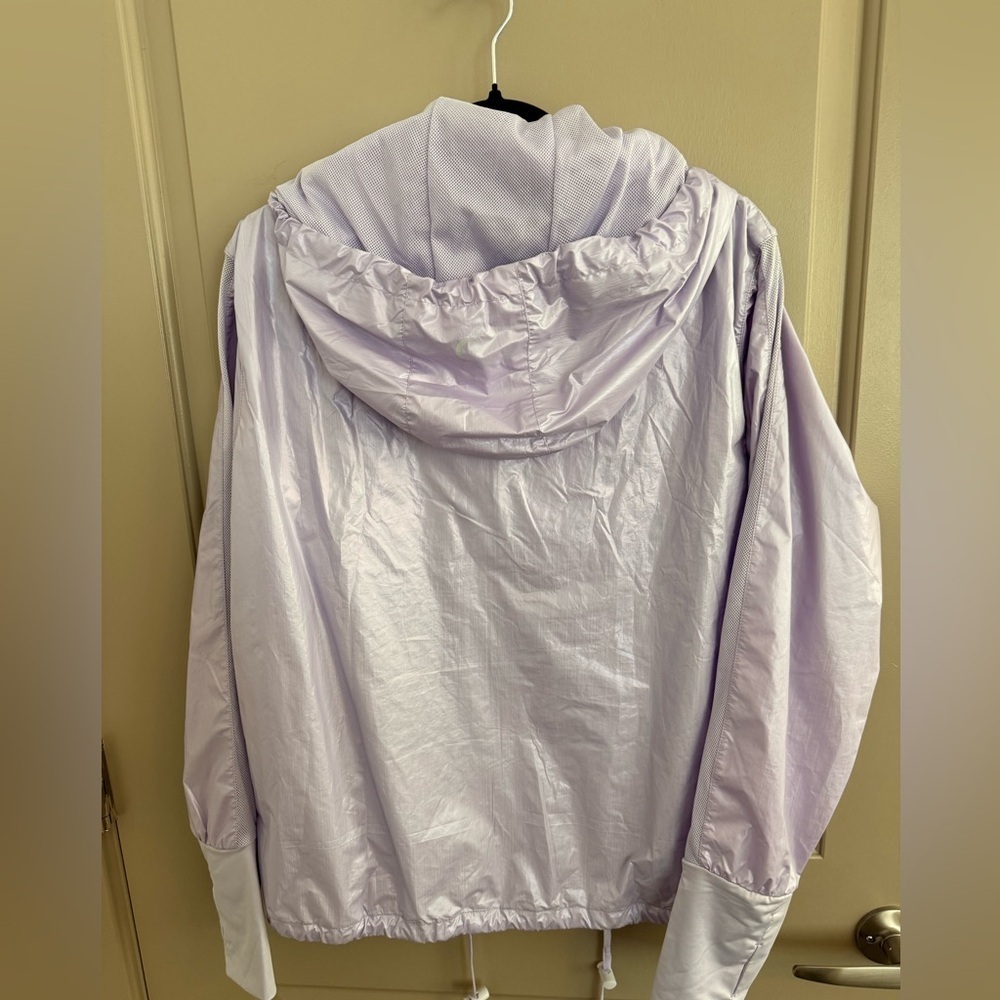 Zyia Soft Lilac Metallic Sheen Hoodie Drawstring lightweight windbreaker XL - Picture 10 of 10